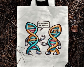 Funny DNA Cartoon Tote Bag – Science Geek Gift