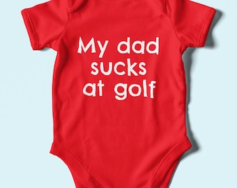 Rolig golfbabybody - golfare - min pappa suger på golf - babyshower eller första födelsedag - många storlekar och färger