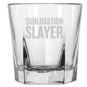 Funny Chiropractor Rocks Glass - Chiropractic Gift Idea - Subluxation Slayer - Whiskey Tumbler