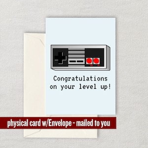 Carte d’anniversaire de joueur vidéo - carte de voeux rétro de console de jeu - nerd de jeu vidéo - félicitations pour votre niveau vers le haut