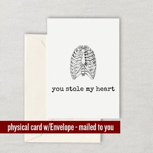 Medical Valentine's Day Card - Cute Medical Valentine - Card For Doctor or Med Student - You Stole My Heart - Anniversary or Birthday Card