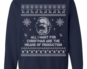Generic Pull De Noël Moche De Karl Marx – Tout Ce Que Je Veux Pour Noel Ce Sont Les Moyens De Production Sweat A Capuche 66012234