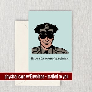 Cartão de aniversário da polícia - Cartão de policial - Cartão de aniversário de policial - Tenha um aniversário legal - Cartão de felicitações de policial
