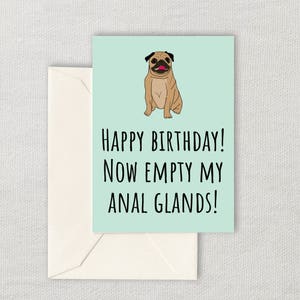 Printable Veterinarian Birthday Card - Veterinary Printable Card - Empty My Anal Glands - Funny Pug Birthday Card - Digital Download