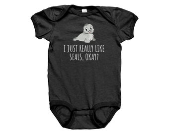 Seal Baby Bodysuit - Cute Seal Baby Shirt - Seal Baby One-piece - Marine Biologist Baby Gift - I Just Really Like Seals
