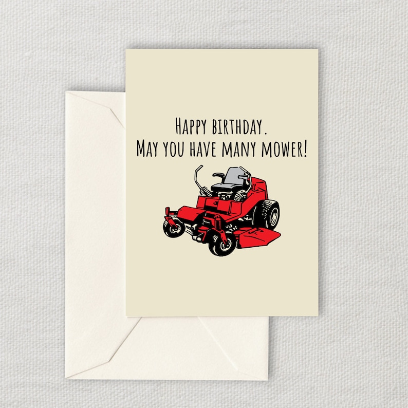 funny printable birthday card lawn mower card yard care etsy