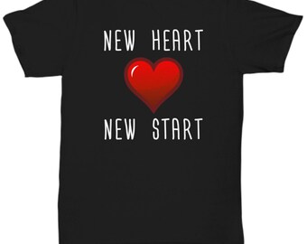 Heart Transplant Gift - Heart Recipient Present - Heart Transplant Shirt - New Heart, New Start - Unisex Tee