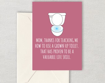 Tarjeta imprimible de madre divertida - Tarjeta del Día de la Madre - Tarjeta de mamá - Cumpleaños de la madre - Descarga instantánea - Tarjeta digital - Inodoro para adultos