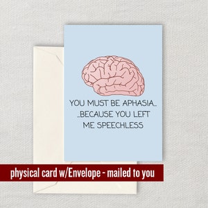 Medical Valentine's Day Card - Cute Medical Valentine - Card For Doctor or Med Student - Aphasia
