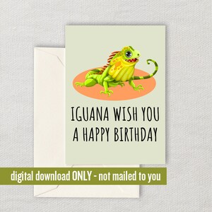 Leguan Geburtstagskarte - Leguan Grußkarte - Leguan Besitzer Karte - Leguan wünscht Ihnen alles Gute zum Geburtstag - Digitale Karte - Herunterladbar - Printable