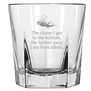 Funny Scuba Diver Gift - Diving Rocks Glass - Closer To Bottom, Farther Away From Idiots - Diver Present Idea - Whiskey Tumbler