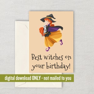 Cute Witch Birthday Card - Witch Greeting Card - Pagan Birthday Card - Wiccan Card - Digital Download - Downloadable Card