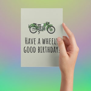 Printable Motorcycle Birthday Card Biker Birthday Card Motorist Wheely ...