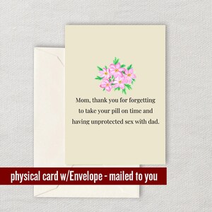 Cartão engraçado da mãe - Cartão do dia das mães - Cartão da mãe - Cartão do dia das mães - Obrigado por esquecer de tomar a pílula