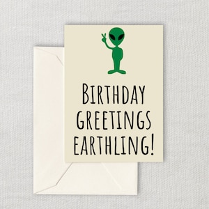 UFO druckbare Geburtstagskarte - Alien druckbare Karte - UFO Jäger Geburtstag - Instant Download - Geburtstagsgrüße Erdling