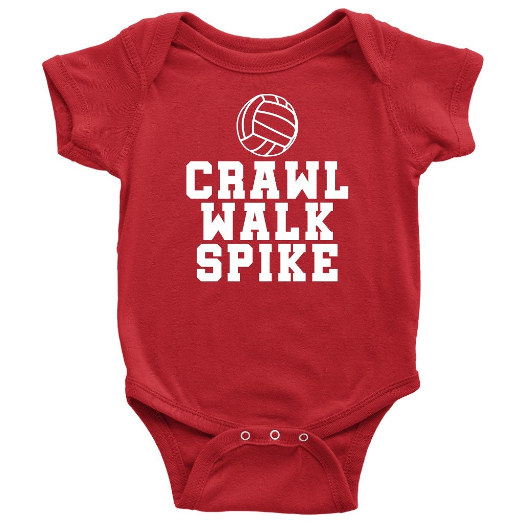 Volleyball Baby Bodysuit - Volleyball Player Baby Gift - Volleyball Baby One-piece - Crawl Walk Spike - First Birthday or Baby Shower Gift