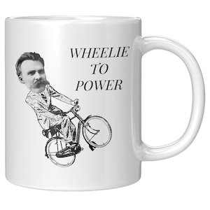 Nietzsche Mug - Philosophy, Existentialism, Ubermensch, Nihilism - Cyclist Mug - Philosophy Coffee Mug - Philosophy Humor - Cyclist Gift