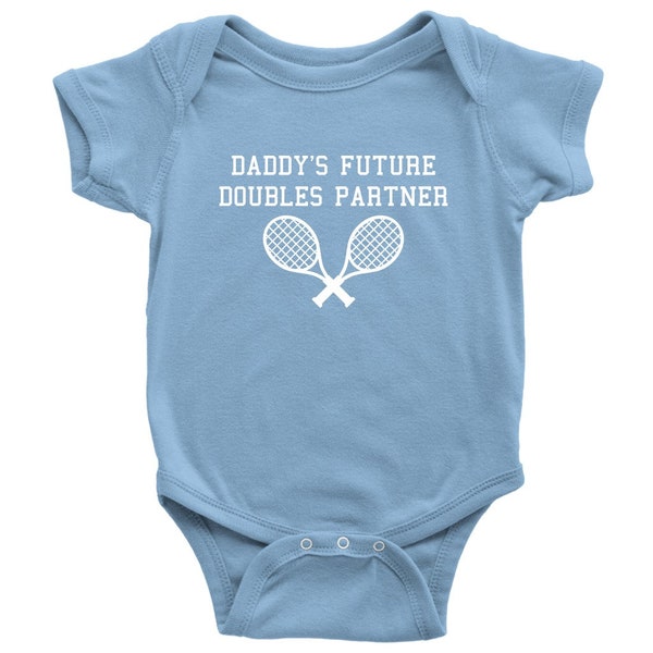 Cute Tennis Baby One-piece - Tennis Baby Bodysuit - Daddy's Future Doubles Partner - Tennis Player Baby Gift - Many Sizes And Colors