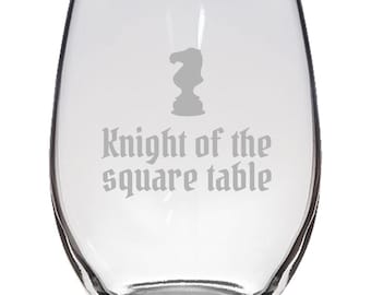 Chess Player Gift - Chess Stemless Wine Glass - Chess Lover Present - Knight Of The Square Table