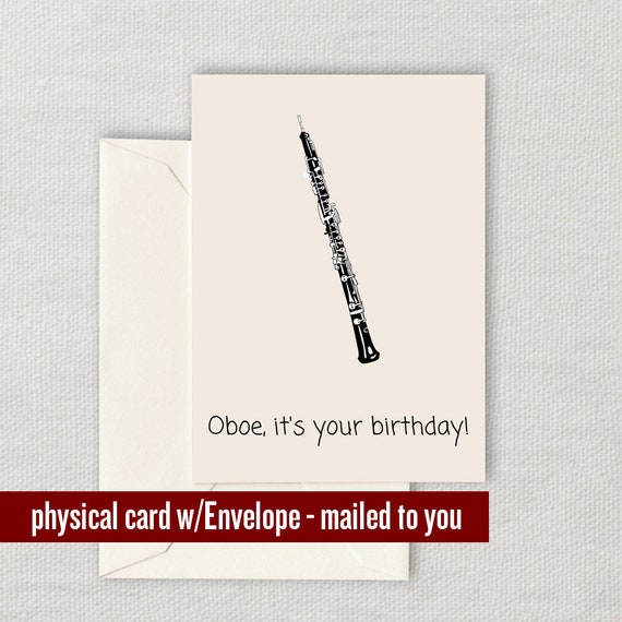 Oboe Birthday Card Oboe Funny Card Oboist Greeting Card Etsy