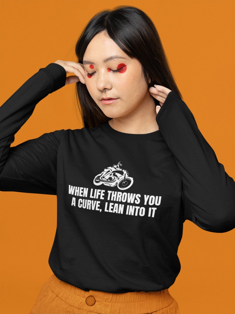 Biker-T-shirt - Motorcykelförargåva - När livet kastar dig en kurva - Motorcykeltröja - Långärmad T-shirt bild 5
