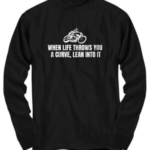Biker-T-shirt - Motorcykelförargåva - När livet kastar dig en kurva - Motorcykeltröja - Långärmad T-shirt bild 2