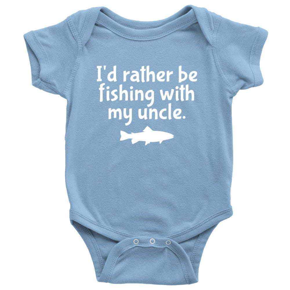 Niedliches Fischen Baby Einteiler - Zukünftiger Fischer Baby Shirt - Fischen mit meinem Onkel - Viele Größen und Farben - Babyparty Geschenkidee