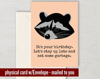 Biglietto di compleanno procione - Biglietto d'auguri per procioni - Regalo amante procione - Carte procione - Restiamo svegli