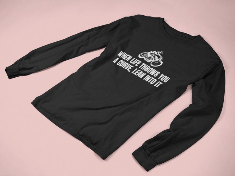 Biker-T-shirt - Motorcykelförargåva - När livet kastar dig en kurva - Motorcykeltröja - Långärmad T-shirt bild 3