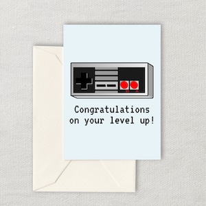 Carte d'anniversaire de joueur vidéo - Carte imprimable de console de jeu rétro - Jeu vidéo Nerd - Félicitations pour votre niveau supérieur - Téléchargement numérique