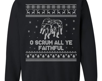 "Rugby Ugly Pullover - ""Rugby Ugly"" Weihnachts-Sweatshirt - ""O Scrum All Ye Faithful""."