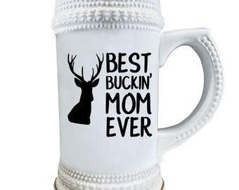 Lustige Jagd Geschenk - Geschenk für Mama - beste Buckin' Mama überhaupt - Bier Stein - Hirsch Jäger Geschenk - Muttertagsgeschenk