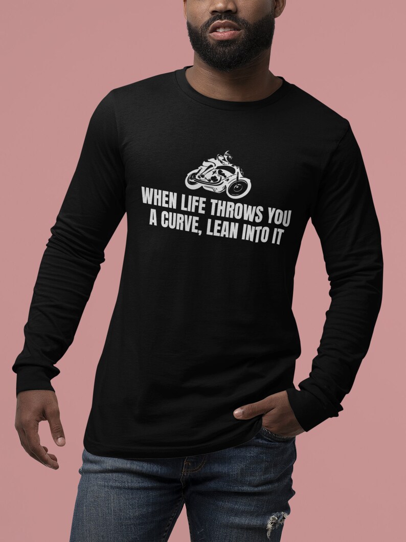 Biker-T-shirt - Motorcykelförargåva - När livet kastar dig en kurva - Motorcykeltröja - Långärmad T-shirt bild 7