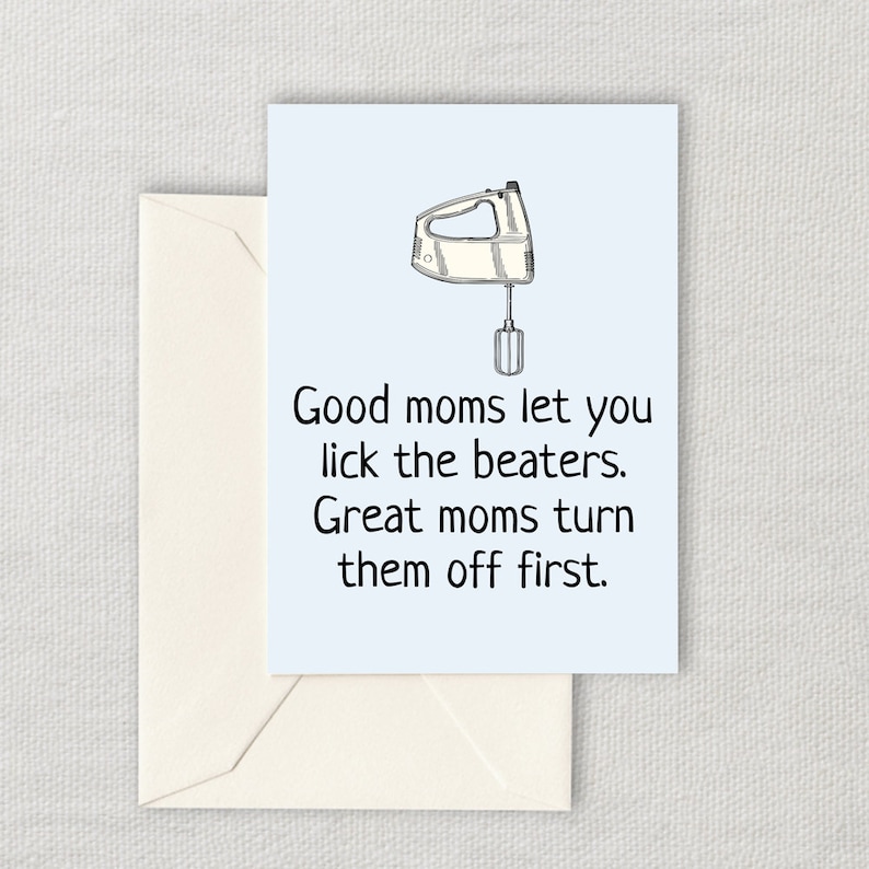 Funny Mother Printable Card Mother's Day Card Mom Card Mother's Birthday Instant Download Digital Card Lick The Beaters image 1