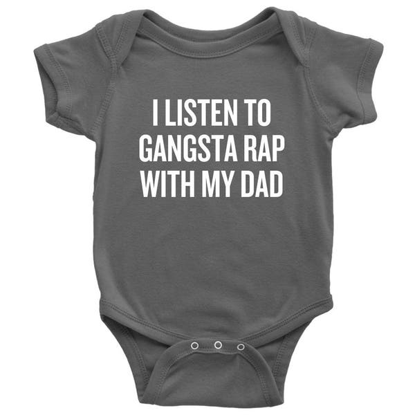 Funny Baby One-piece - Vêtements de bébé Hip Hop - Gangsta Rap Avec Mon Père - Baby Shower, Premier Anniversaire - Baby Rapper - All Cotton