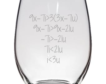Math Nerd Gift - Stemless Wine Glass - Cute Math Teacher Gift - Valentine's Day Present - Anniversary Gift - I Love You - Birthday Present