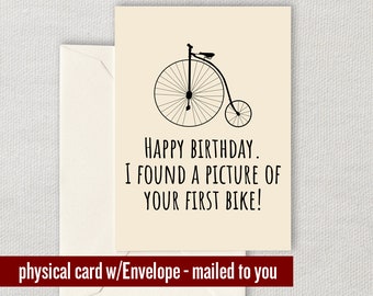 Cyclist Birthday Card - Funny Bicycle Birthday Card - Cycling Greeting Card - Your First Bike