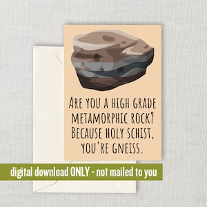 Carte de vœux géologue mignonne - Carte imprimable en géologie - Cadeau géologue drôle - Vous êtes Gneiss - Geology Nerds - Téléchargement numérique