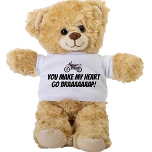 Dia dos Namorados de Motocicleta Suja - Urso de Pelúcia de Motocicleta Suja - Presente Fofo para Motociclista Suja - Aniversário de Motocross - Você Faz Meu Coração Bater Braaap