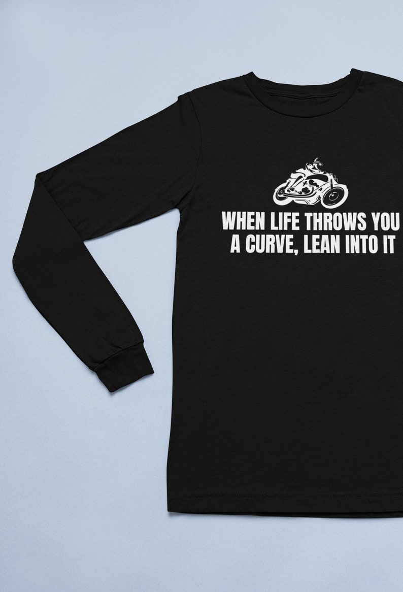 Biker-T-shirt - Motorcykelförargåva - När livet kastar dig en kurva - Motorcykeltröja - Långärmad T-shirt bild 1