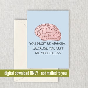 Medical Valentine's Day Card - Cute Printable Valentine - Card For Doctor or Med Student - Aphasia - Last Minute Card - Downloadable
