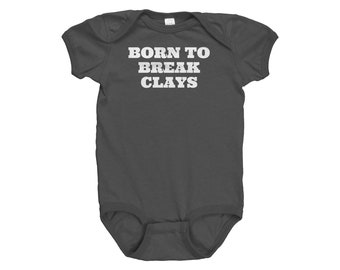 Clay Shooting Baby Bodysuit - Trap Shooting Baby Gift - Skeet Shooting Baby One-piece - Born To Break Clays - Baby Shower Gift Idea