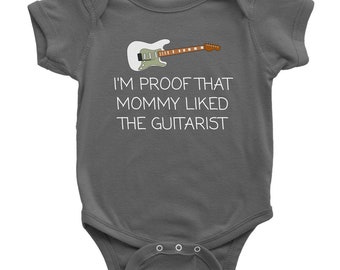 Cute Guitarist Baby One-piece - Guitar Player Baby Bodysuit - Mommy Liked The Guitarist - Guitarist Baby Gift Idea - Many Sizes And Colors