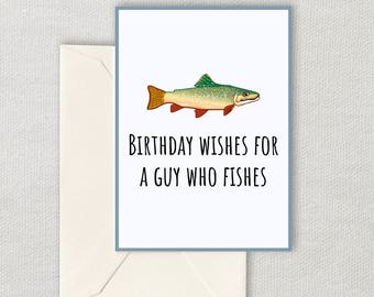 Printable Fishing Birthday Card - Cute Fishing Card - Birthday Wishes For A Guy Who Fishes - Fisherman Birthday Card - Instant Download