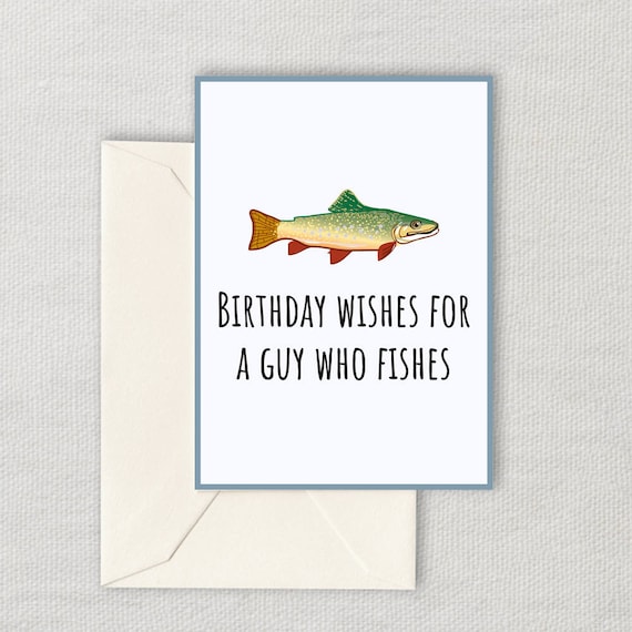 Printable Fishing Birthday Card - Cute Fishing Card - Birthday Wishes For A  Guy Who Fishes - Fisherman Birthday Card - Instant Download