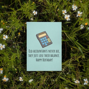 Tarjeta de cumpleaños divertida del contable - Tarjeta de cumpleaños del contable imprimible - Los viejos contables nunca mueren - Descarga instantánea - Tarjeta de último minuto imagen 3