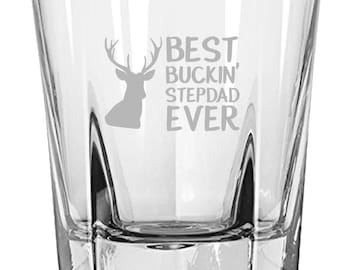 Funny Hunting Rocks Glass - Gift for Stepfather - Best Buckin' Stepdad Ever - Hunting Gift - Deer Hunter Gift - Whiskey Tumbler