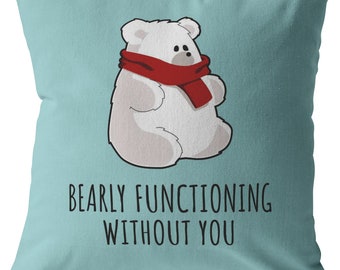 Presente fofo e romântico para namorado - Dia dos Namorados ou presente de aniversário - Almofada romântica - Urso polar fofo - Funcionamento Bearly