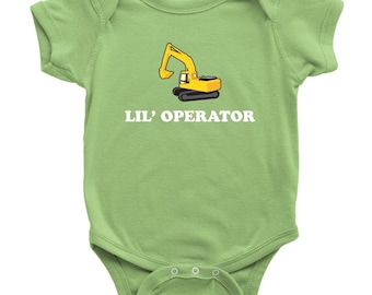 Excavator Baby One-piece - Heavy Equipment Operator - Cute Baby Bodysuit - Lil' Operator - Many Sizes And Colors