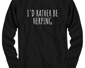 Shirt herpetologie - cadeau-idee herpetoloog - ik zou liever herpen - grappige reptielen aanwezig - T-shirt met lange mouwen